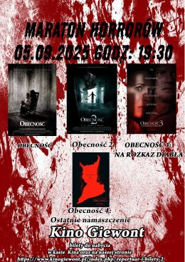 Zakopane Wydarzenie Film w kinie Obecność 1-4 Maraton Kino Giewont
